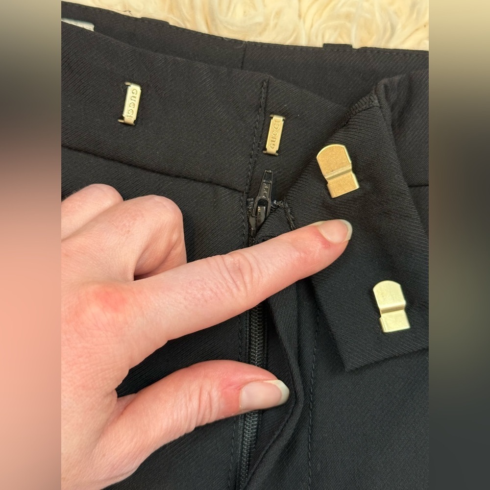 Gucci Uniform Black wool Pants Trousers raw hem size 40 pocket zip straight leg - Picture 5 of 14